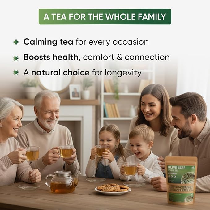 Olive Leaf Loose Tea – 8oz Size (Premium Dried Olive Loose Leaf Tea - 8 oz), Natural Extract Caffeine-Free Herbal Tea for Relaxation, Wallness with Smooth Taste