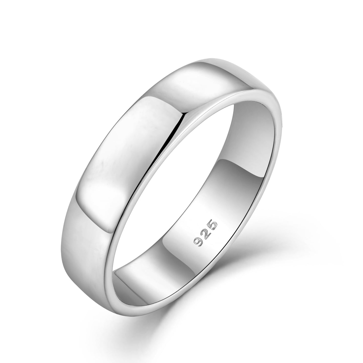 STARCHENIE Solid 925 Sterling Silver 5mm Wedding Band Ring, Comfort Fit High Polish, for Men and Women (Size 6)
