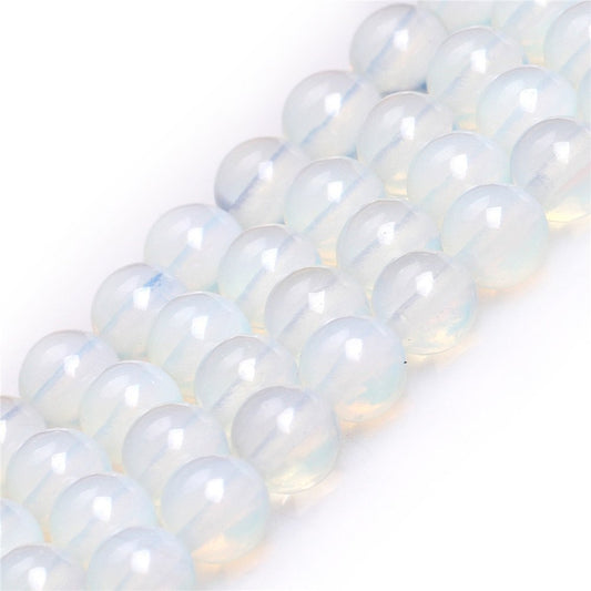 8mm White Opalite Beads Round Gemstone Loose Beads for Jewelry Making (45-48pcs/strand)