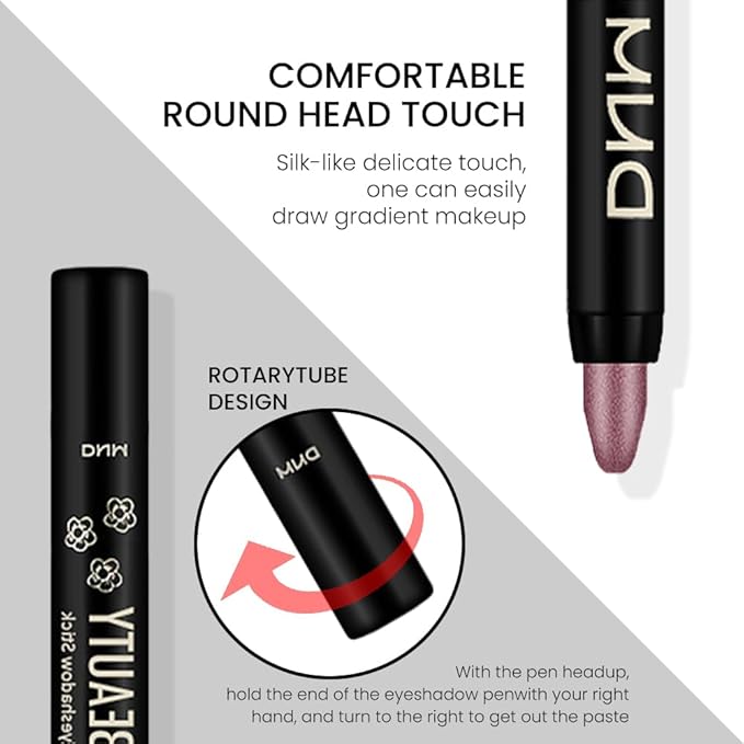evpct Orchid Shimmer Cream Eye Shadow Brightener Sticks Set for Eyes, Orchid Shimmery Matte Pencil Eye shadow Applicator Stick Pen Palette Makeup Waterproof 26#