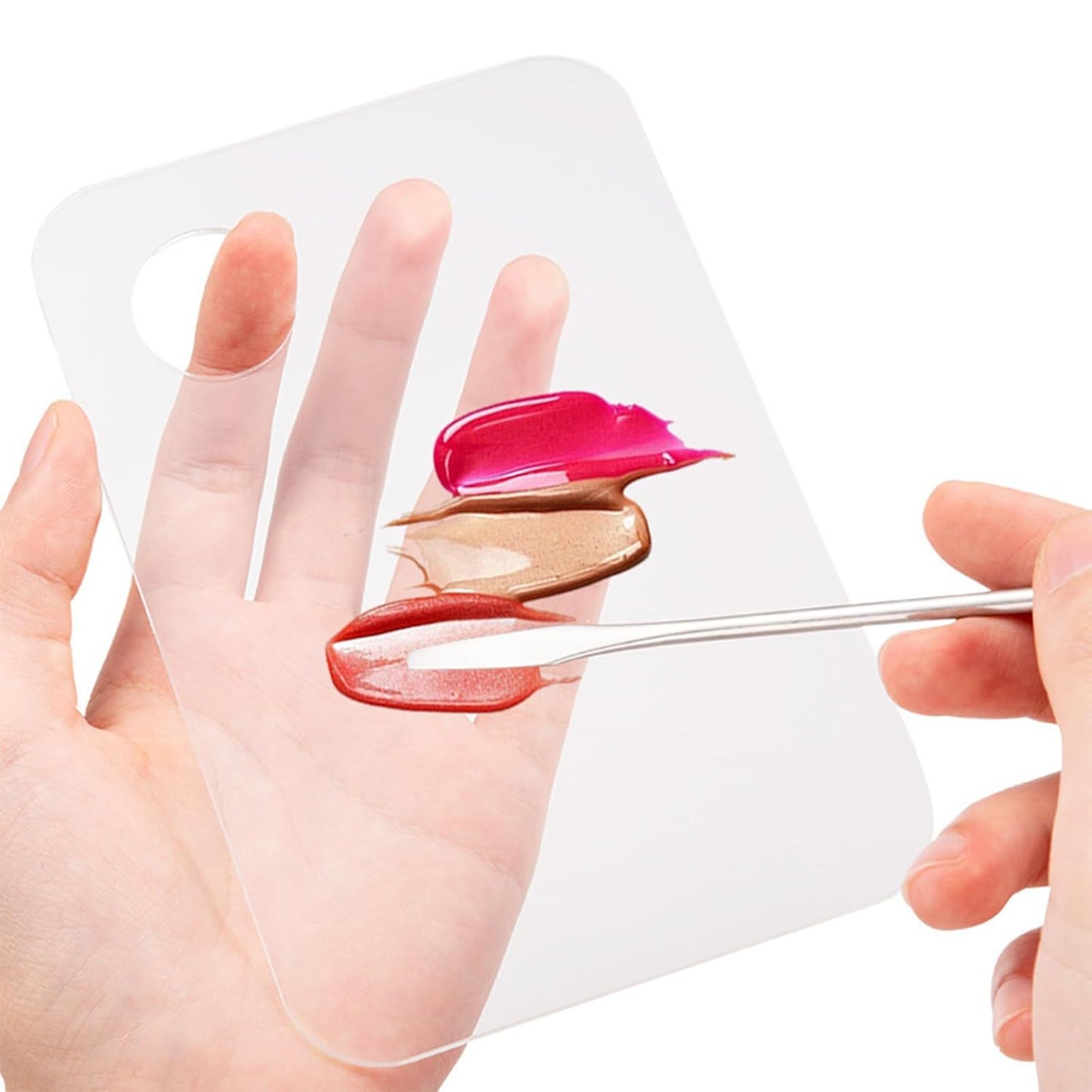 2 Pcs Acrylic Makeup Palette Makeup Mixing Tray with Makeup Spatula for Beauty Salon Color Cream Liquid Foundation Mixing Palette (Rectangular)