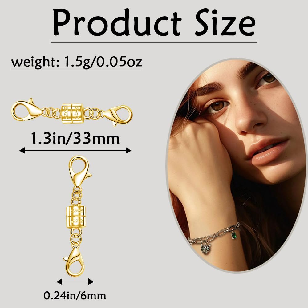 925 Silver Double Lobster Magnetic Necklace Clasps,Magnetic Jewelry Clasps for Necklaces Extender Bracelet Clasps and Closures (8silvery)