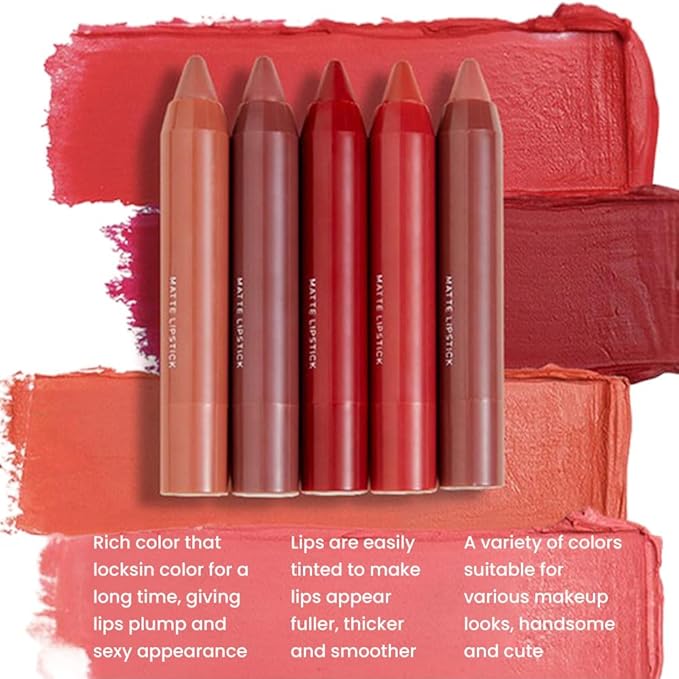 BINGBRUSH Crayon Matte Longwear Lipstick Pack Set,Moisture Smooth Color Stick Ultimate Lip Crayon for Makeup Collection - Waterproof Velvet Lipgloss (05#, 1 Count (Pack of 1))