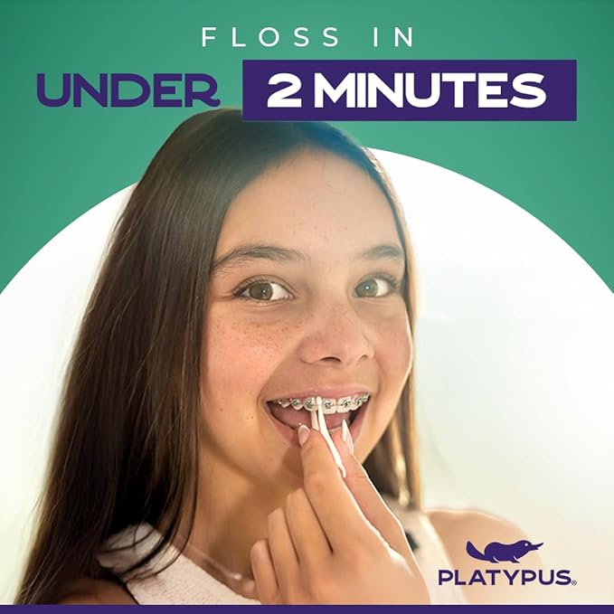 Platypus Orthodontic Flossers for Braces, 30 Count (Pack of 1), Ortho Picks for Adults & Kids, Fits Under Arch Wire, Non-Damaging, Encourage Flossing Habits