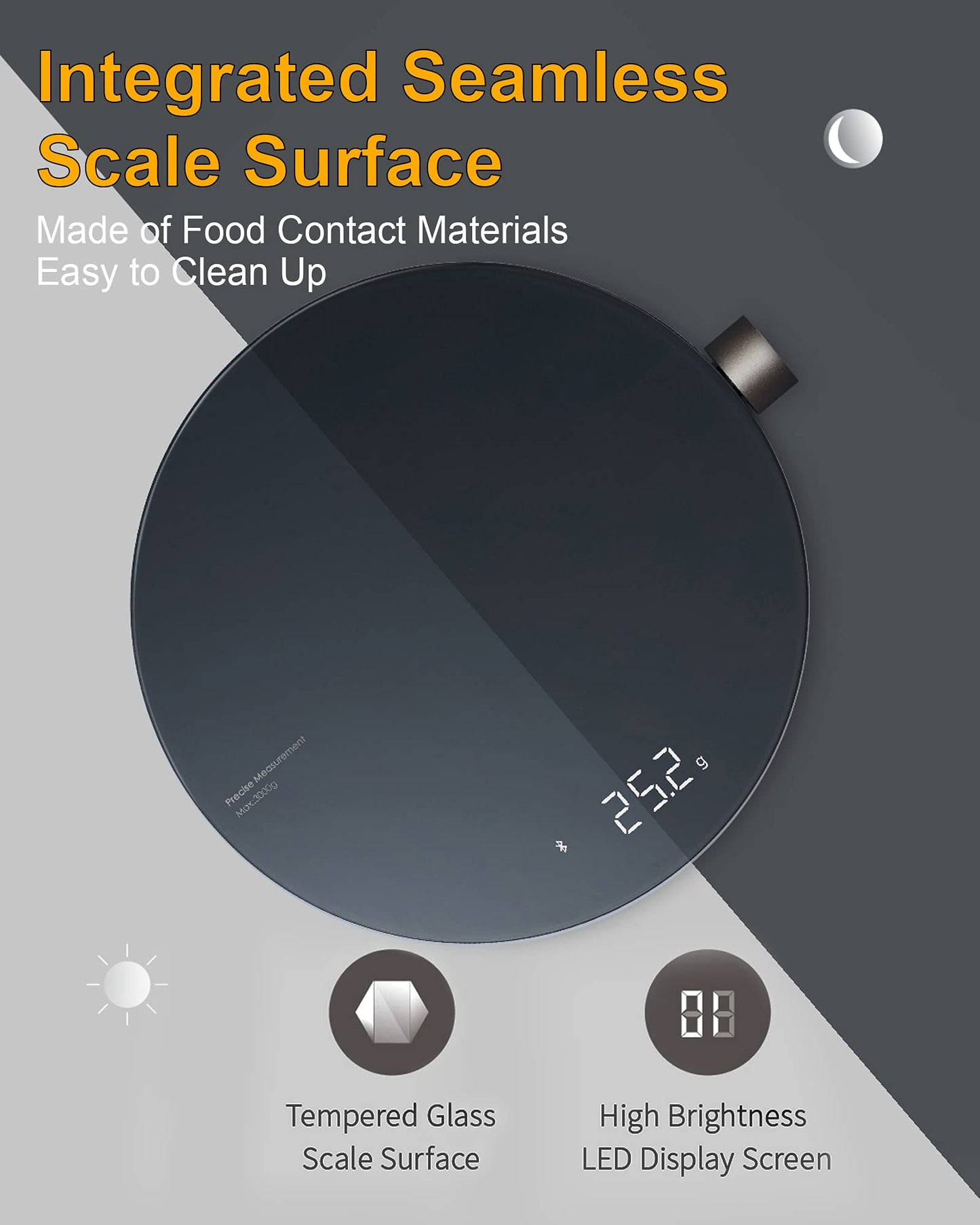 HOTO Smart Food Scale, Kitchen Scale, Food Scales Digital Weight Grams and Oz, Coffee Scale, Kitchen Scale with 0.1g High Precise Sensor, Measures in 4 Units (g/ml/oz/lb: oz)，Batteries Not Included