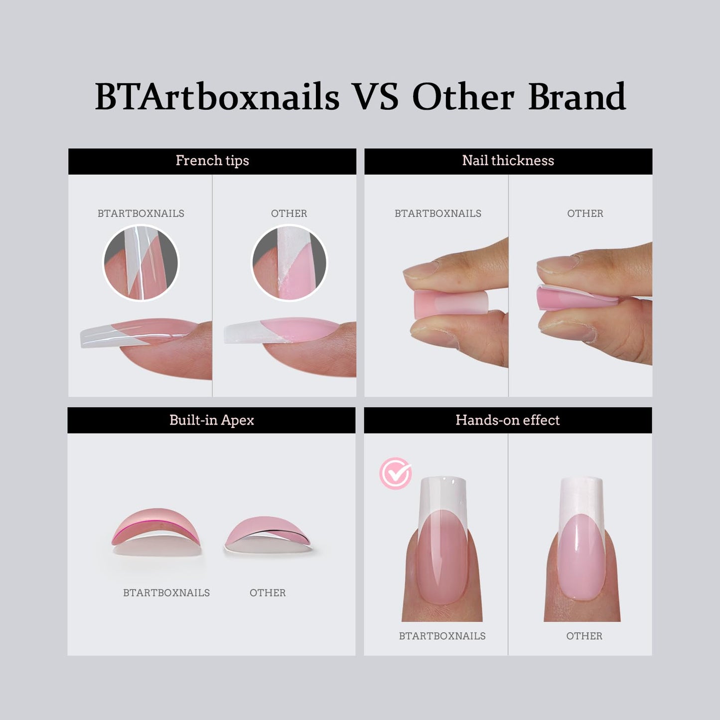 BTArtboxnails French Gel Nail Tips - French Tip Press on Nails Brown Extra Short Almond XCOATTIPS for Nail Extensions