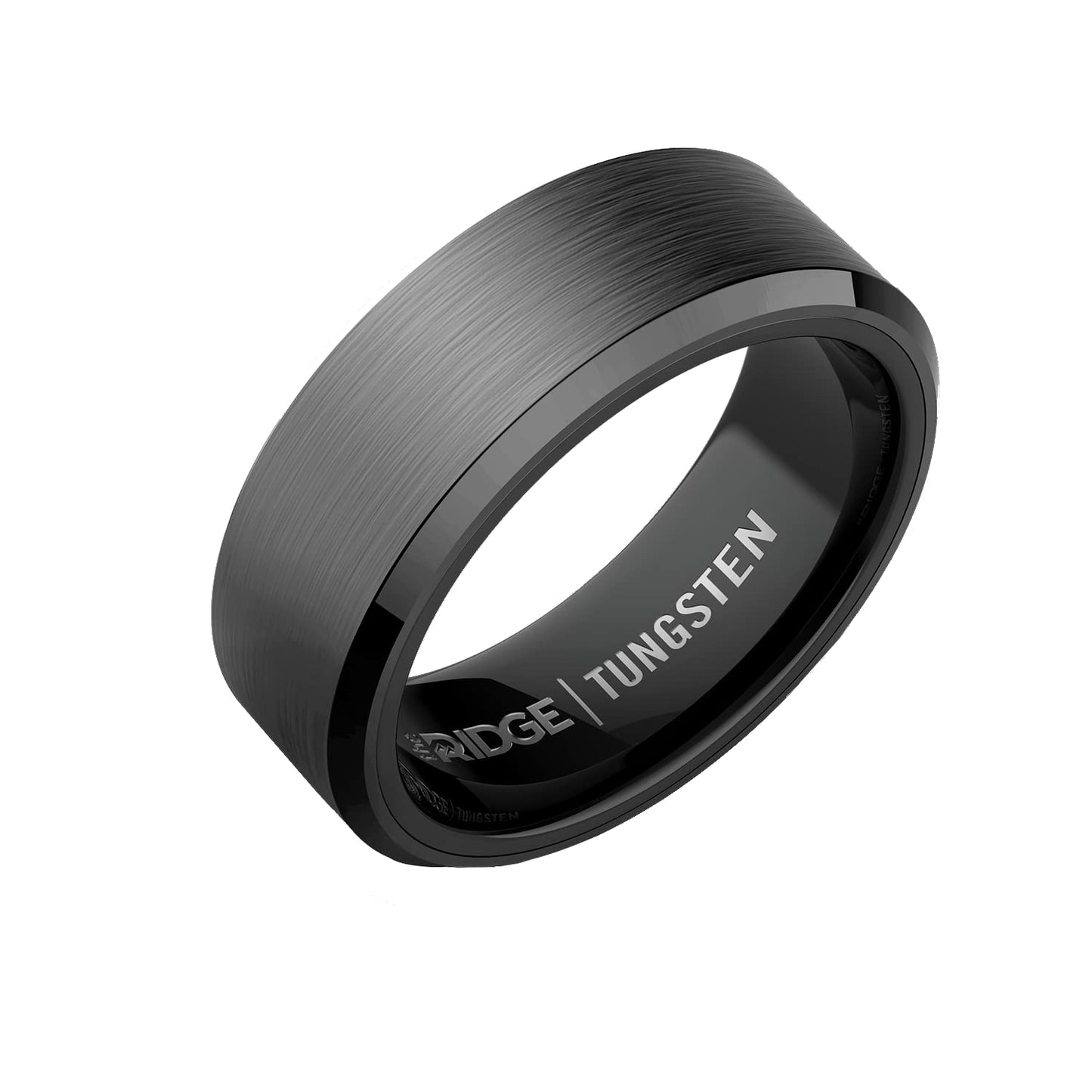 The Ridge Gunmetal Beveled Ring Comfort Fit Wedding Band - 14