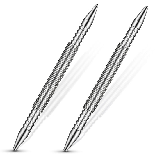 Moxweyeni 2 Pieces Spring Loaded Nail Set Spring Nail Punch Hammerless Trim Combination Tool Kit 1/32, 2/32, 3/32, 4/32 Inch Tools for Carpentry 3500 Psi of Impact Striking Force