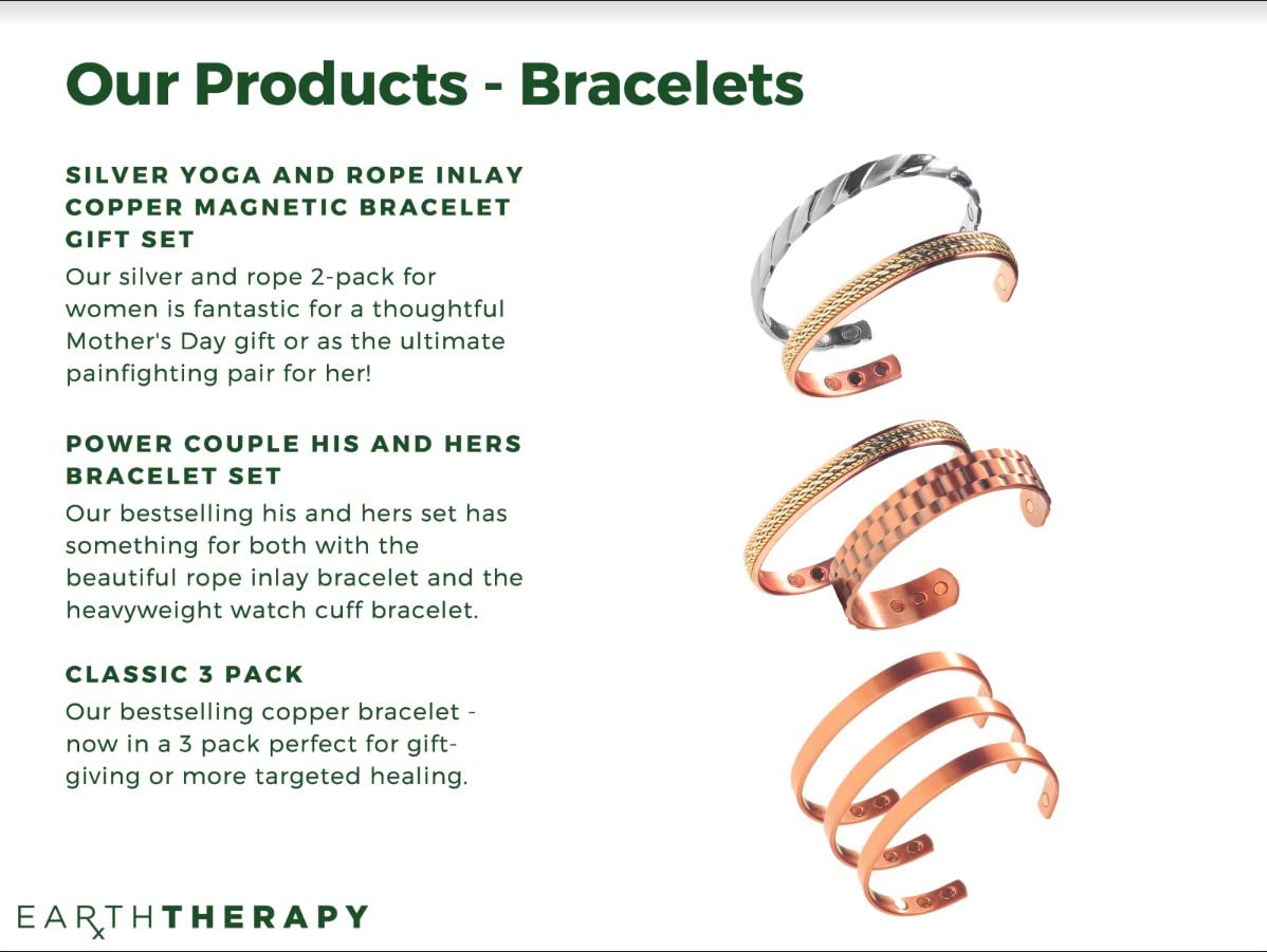 Earth Therapy Copper Flower Magnetic Cuff Bracelet for Men and Women - Adjustable - Ultra Strength