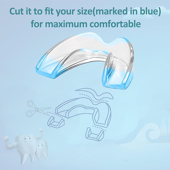 Kids Mouth Guard Blue for Grinding Teeth 4 Pack Moldable Night Guards for Clenching Teeth | Comfortable Nighttime Protection Guard | Including Hygiene Case & Gel Ice Pack
