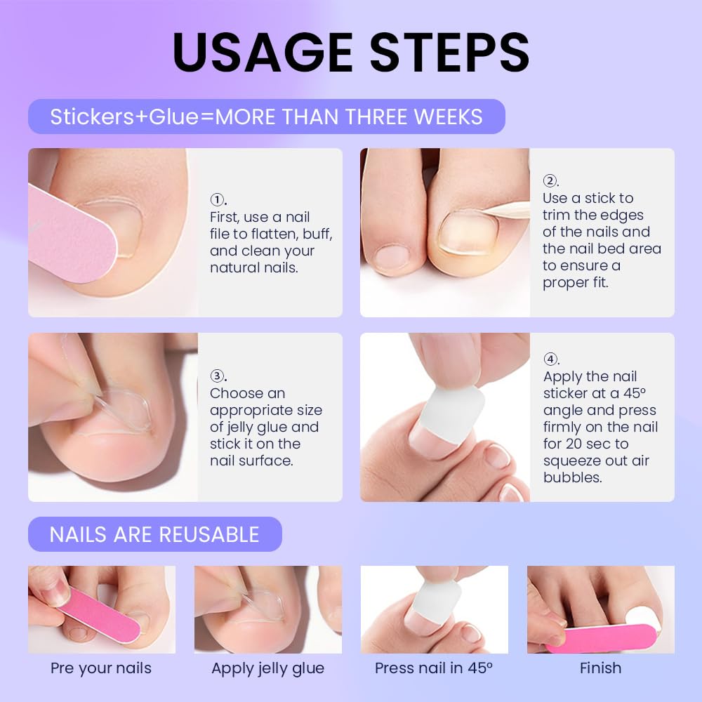 evpct Red Black Ombre Press on Toenails Square for Women Gift,Glossy Square Fake Stick Press on Toe Nails, Soft Stick on Toenail Set with Kit, Lightweight Perfectly Fit Full Cover Fake Toenails 32Pcs