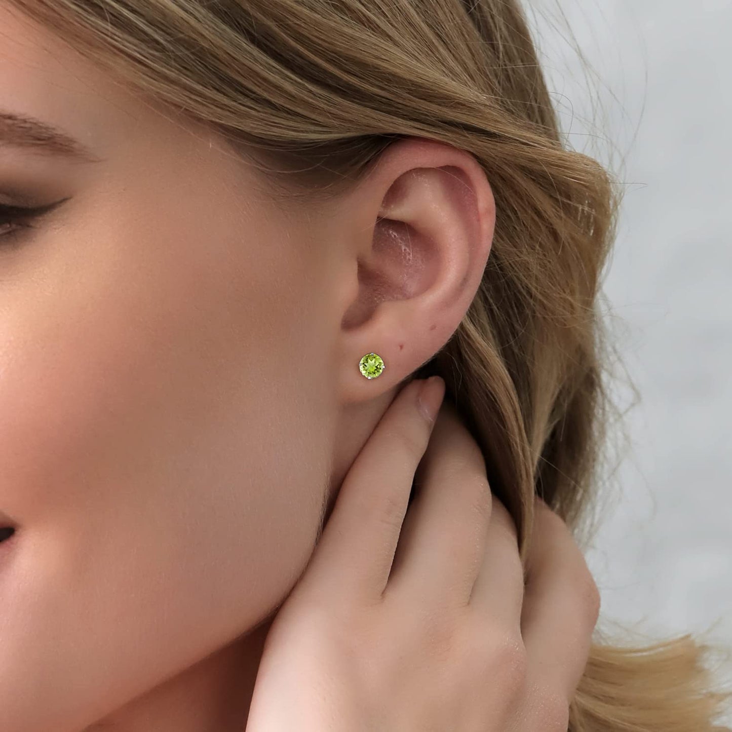 Gem Stone King 2-4 Cttw Round Gemstone Birthstone Stud Earrings For Women Men | 925 Sterling Silver | Round 7MM | Fine Jewelry Gifts for Women Her Mom Wife Men | Peridot-August