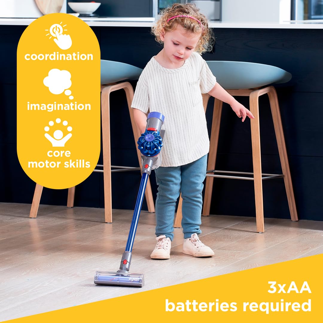 Casdon Dyson Cordless Vacuum Blue | Interactive & Officially Licensed Toy Dyson Vacuum For Children Aged 3+ | Realistic Role-Play Fun!