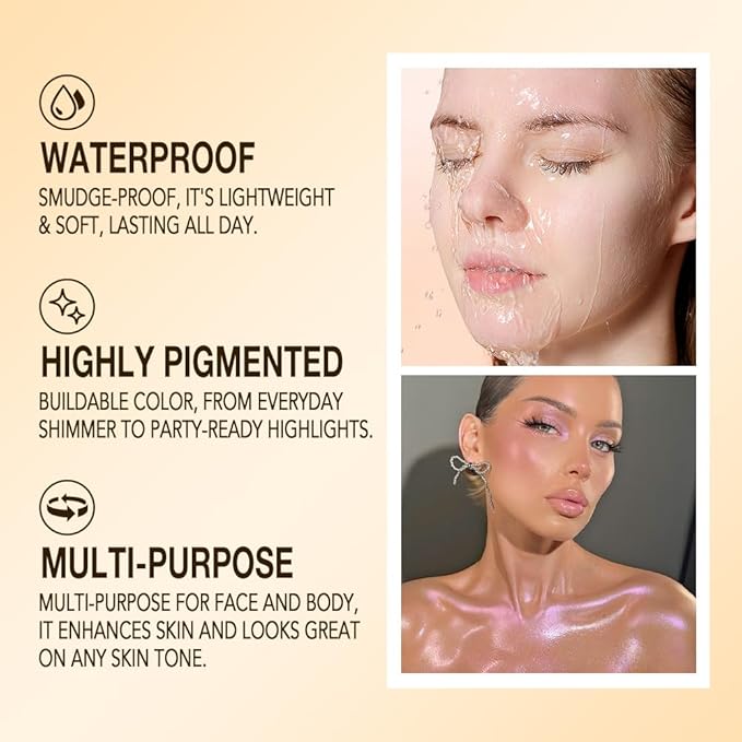 Pearl Pink Shimmer Glitter Highlighter Highlight Makeup Contour Powder,Glitter Face Illuminator Highlighter, Illuminator Make Up (Pearlescent Pink)