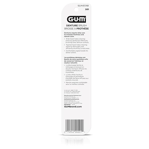 GUM Denture Brush - Dual Headed Hard Bristle Toothbrush for Dentures & Acrylic Retainers - Dentist Recommended Denture Cleaner (Pack of 2)