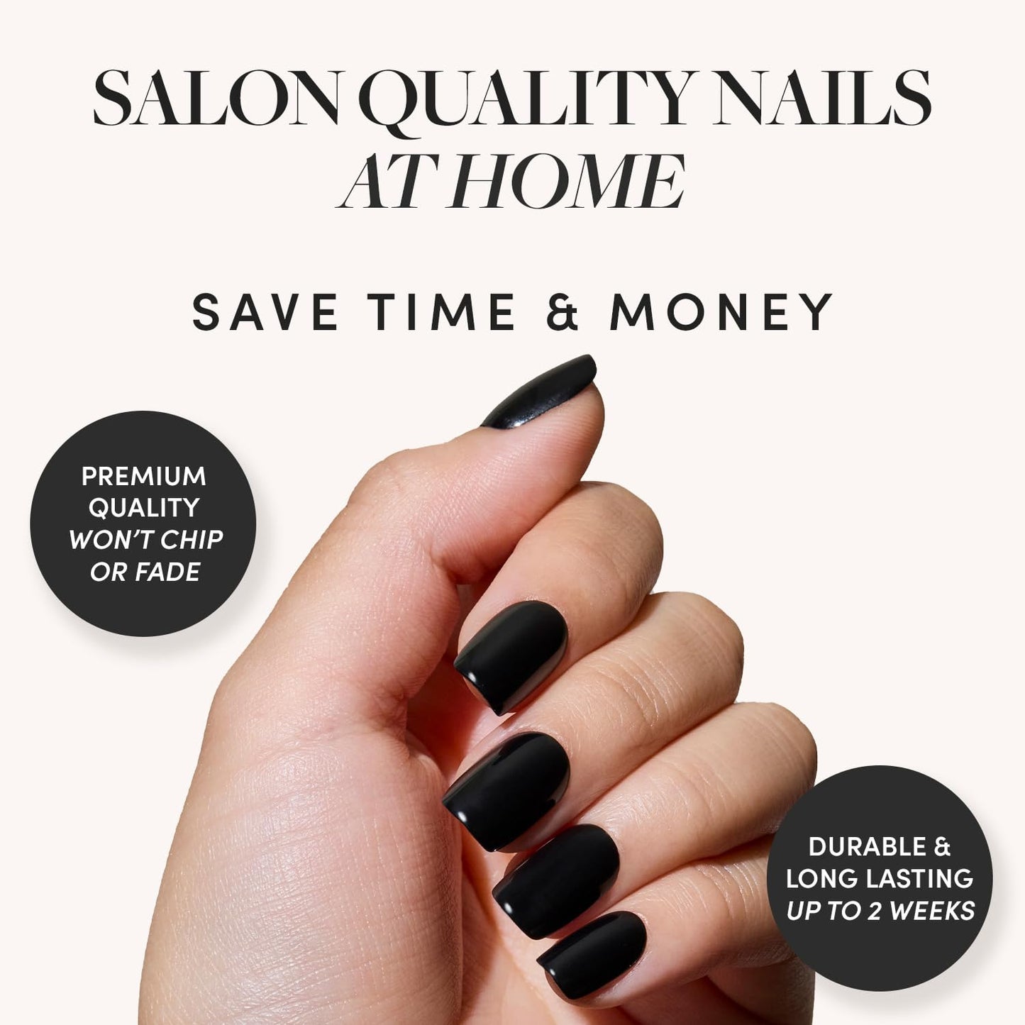 Glamnetic Press-On Nails Bundle - Jet Black, Berry Maroon & Caviar | Squoval Black Fake Nails with a Glossy Finish | Dark Red Maroon Round Nails | Short Almond Black French Tip False Nails