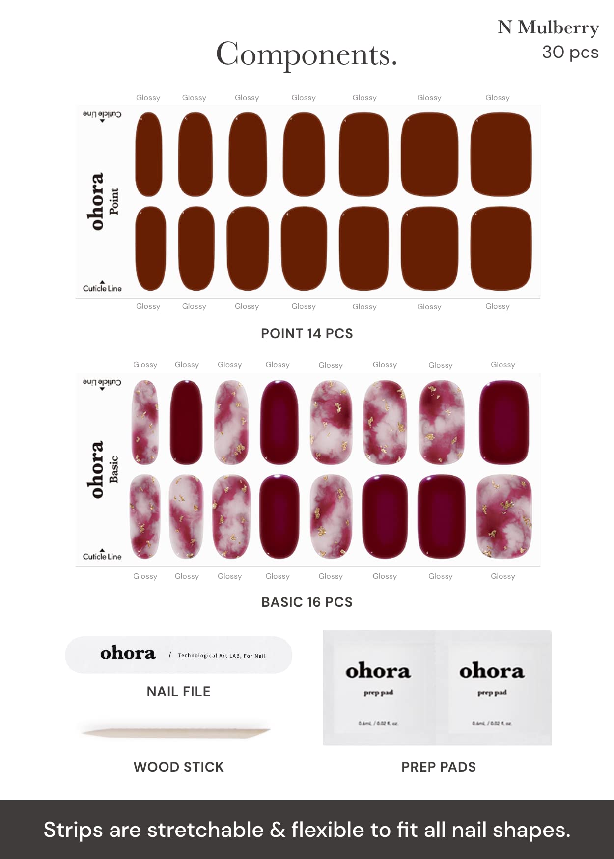 ohora Semi Cured Gel Nail Set of 2 (N Mulberry & N Classic Burgundy) - Professional Salon-Quality Nail Care - Easy to Use, Comfortable Curing, and Easy to Remove