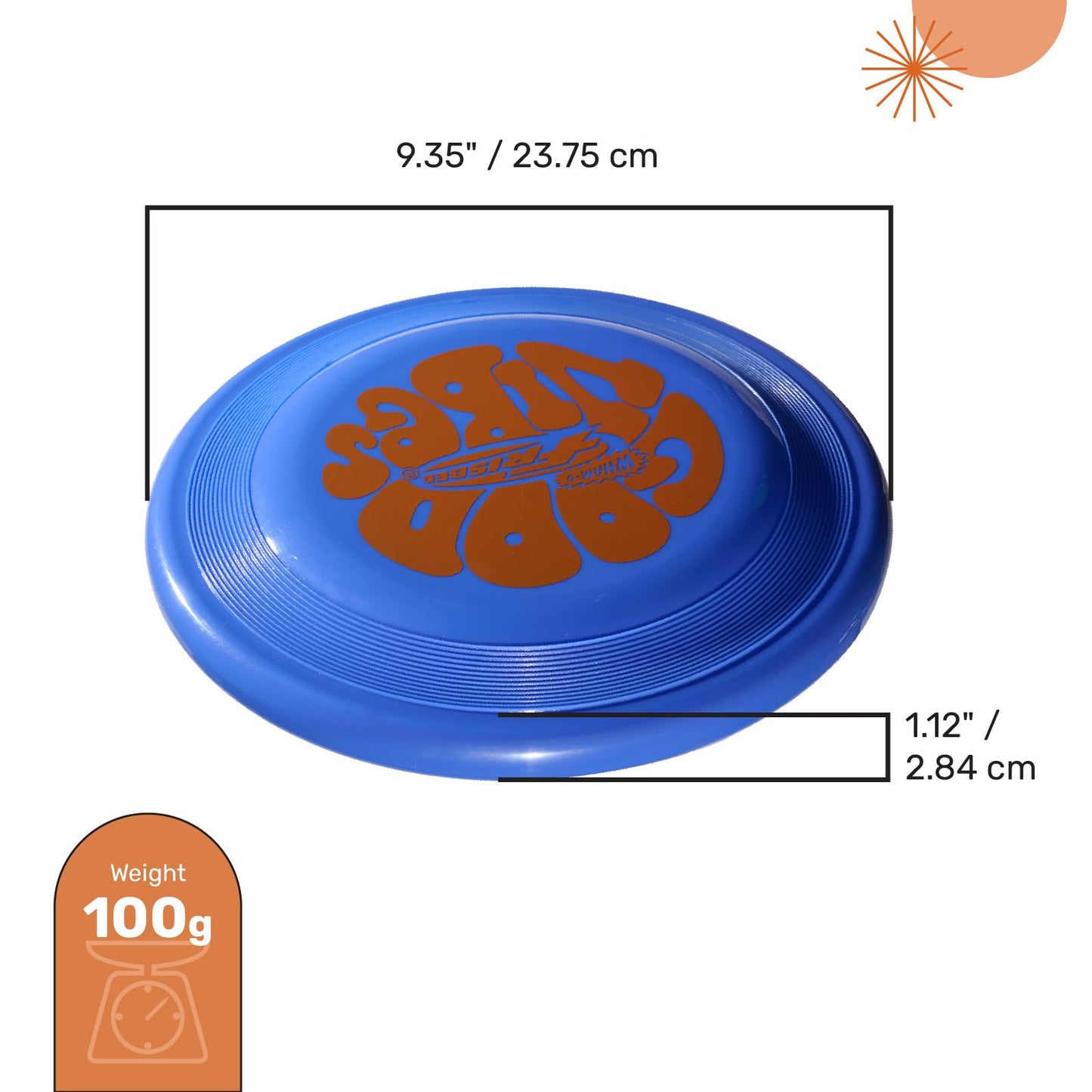 Frisbee Fastback Outdoor Flying Disc for Kids, 9.35 Inch Lightweight Sports Disc, Dog-friendly, for Beach Lawn Backyard Games and Family Fun - 100g