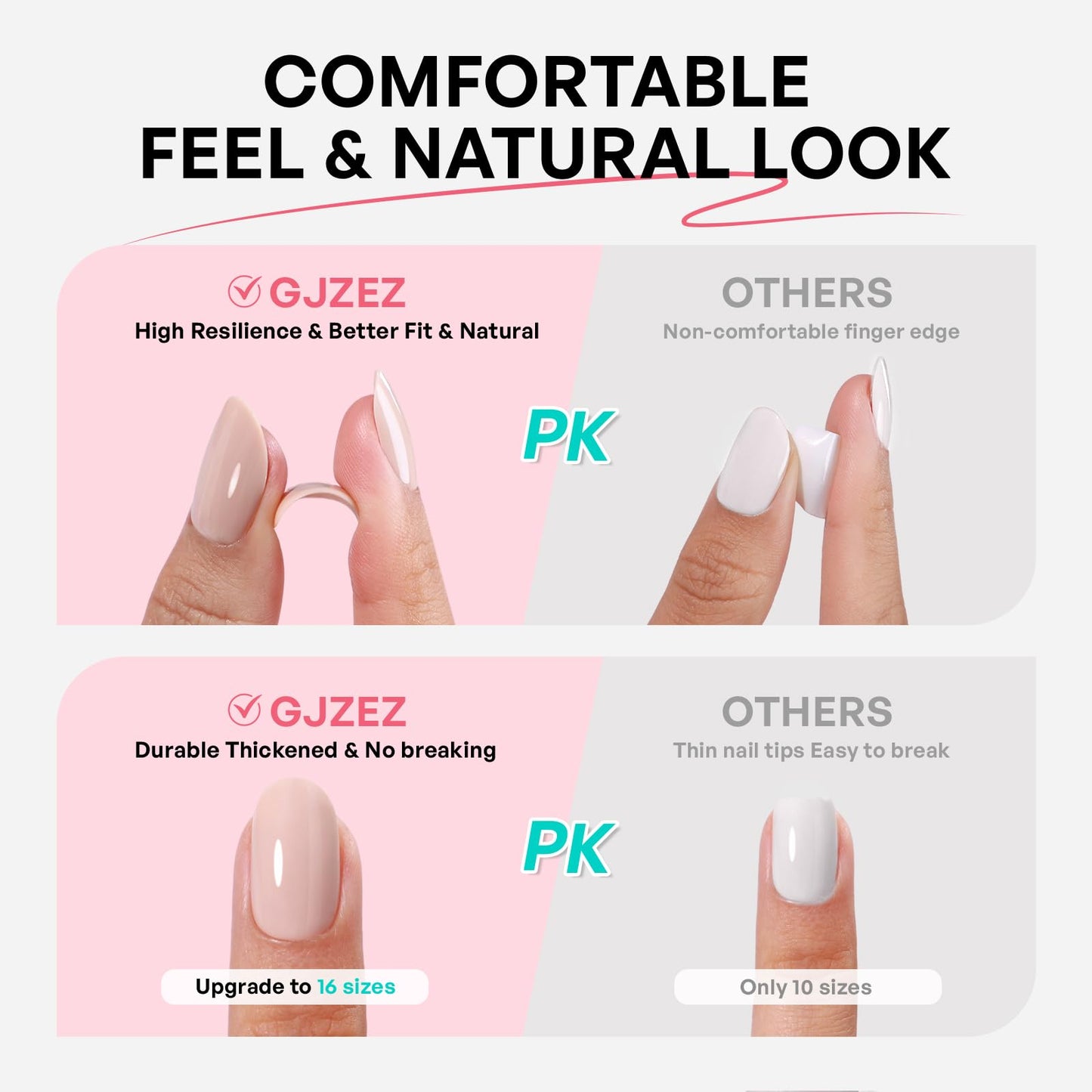 Cool Lavender Grey Press On Nails Square - GJZEZ Soft Gel Lilac Orchid Color Glossy Nail Press Ons Medium Fake Nail, Opaque Reusable Stick On Nail, 16 Sizes - 32Pcs, Glue On Nails, Fog Purple