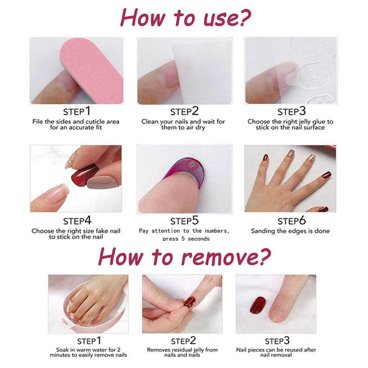 Press on Nails Long Stiletto Fake Nails with 5D Embossed Flower Design Seashell Ombre French Tips Glue on Nails Spring Summer Nail Reusable Full Cover for Women Manicure 24Pcs