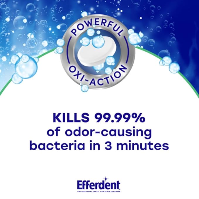 Efferdent Retainer Cleaning Tablets, Denture Cleaning Tablets for Dental Appliances, Minty Fresh & Clean, 44 Count, (Pack of 1)