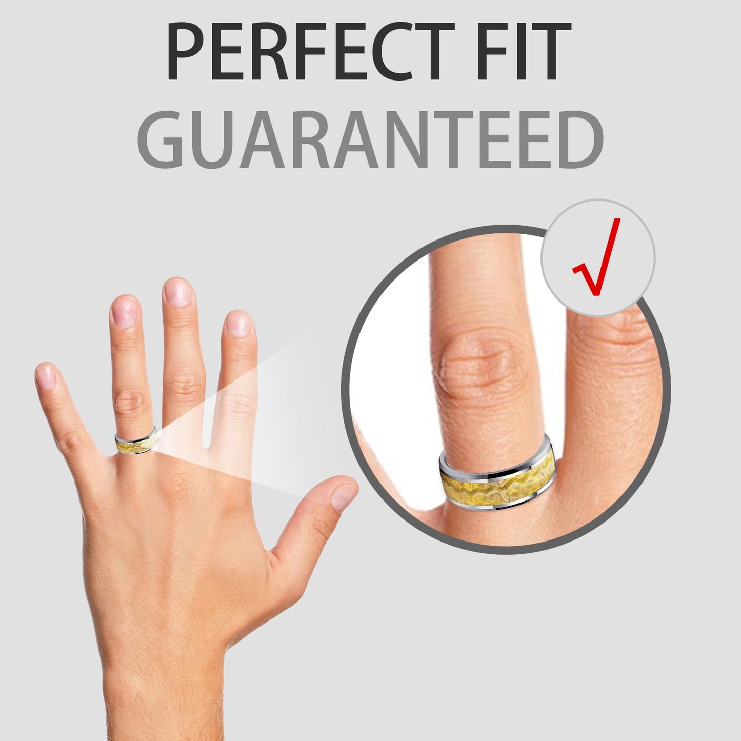 HJIMMNHONG New Carbon Fiber Fashion Rings Double Beveled Edge Delicate Polished Simple Stainless Steel Mens and Women Rings,8mm,Size Available (Flowing-sand Gold, 11)