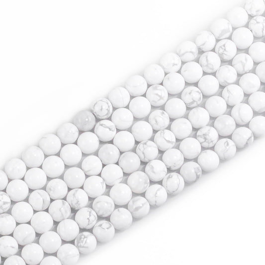 8mm Natural Gemstone Howlite Round Loose Beads for Jewelry Making DIY Bracelet Necklace (45-48pcs/strand)