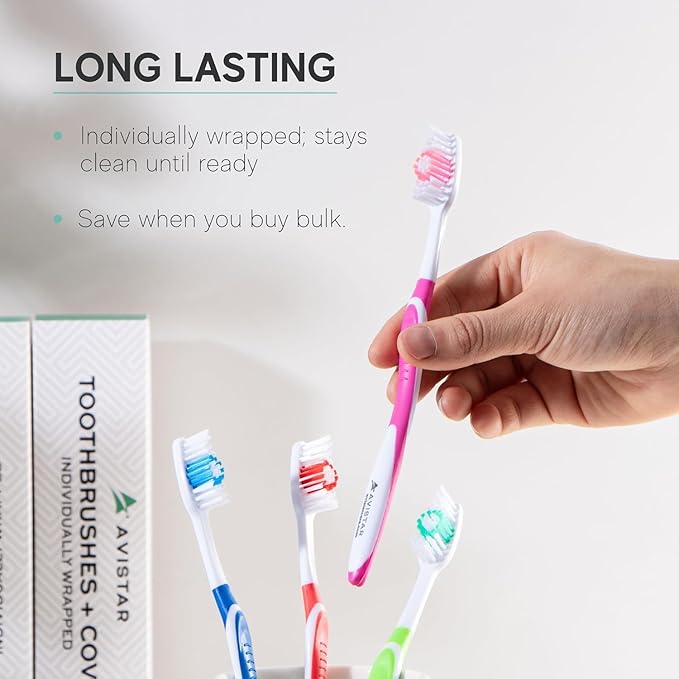 Bulk Toothbrushes Pack - 24 Individually Wrapped Toothbrushes Bulk for Travel, Hotels, AirBnB Guests, Relief Missions, and Donations - Bulk Disposable Toothbrush Pack Adults and Kids