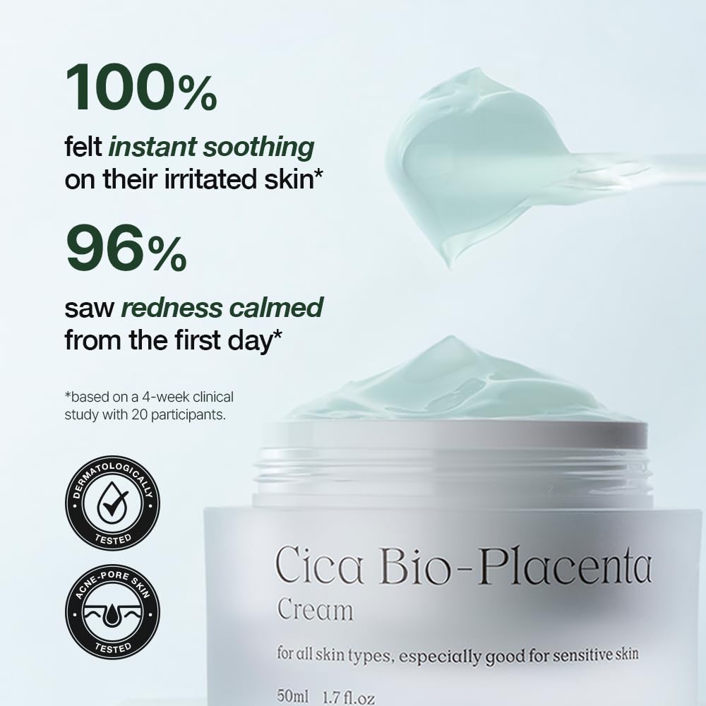 NDP Cica Cream - Gel Face Moisturizer for Sunburn Relief, lightweight Korean Moisturizer for Sensitive Skin, Centella Asiatica, Hydrating, Calming, Soothing (1.7 Fl oz / 50ml)