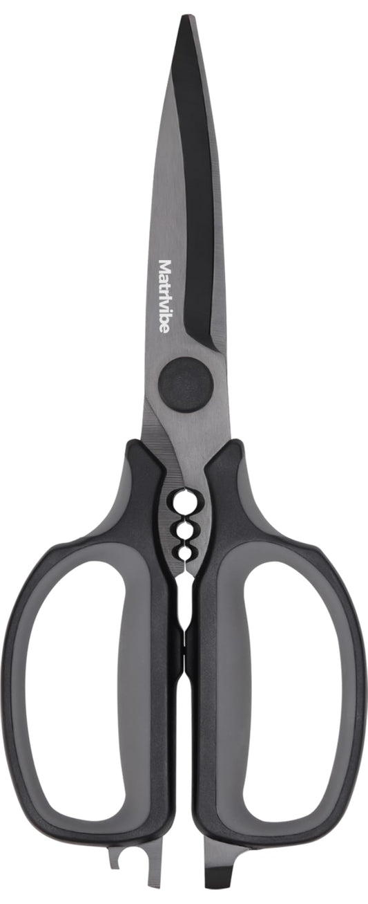 MATRLVIBE Heavy Duty Kitchen Shears, All Purpose Herb and Kitchen Scissors for food,Japanese 420J2 Stainless Steel,Titanium Coated, Detachable Blades and Soft TPR Handle,Dishwasher Safe