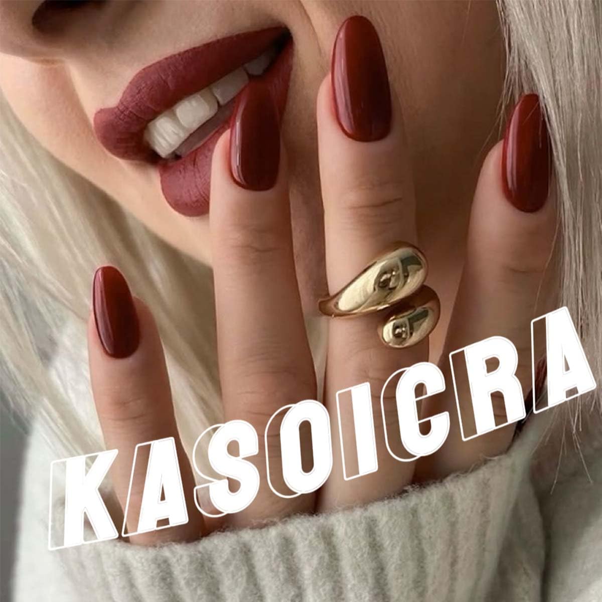 Christmas Press On Nails Medium Almond Fake Nails Snowflake With Gradient Design Xmas Glue On Nails Winter Glue On Nail Acrylic Artificial Stick On Nails For Women Manicure 24pcs