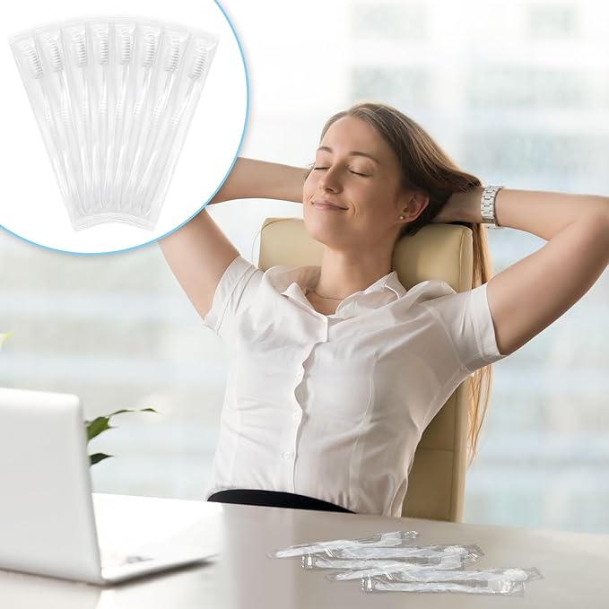 Tioncy 200 Pack Prepasted Disposable Toothbrushes Individual Wrapped Toothbrushes Soft Bristle Travel Toothbrush Single Use Wrapped for Hotel, Camp, Travel and Gift for The Homeless (White)