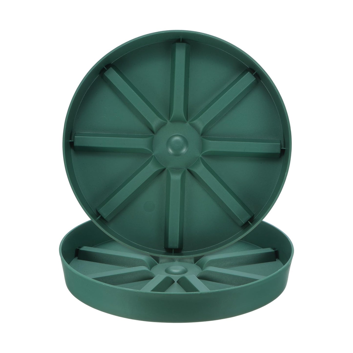 M METERXITY 2-Pack Plant Saucer, 9 Inch Flower Pot Saucers, Thicker Anti-Rot Root Plastic Plant Saucer for Indoor/Outdoor Potted Plant/Plant Water Catcher Tray [Green]
