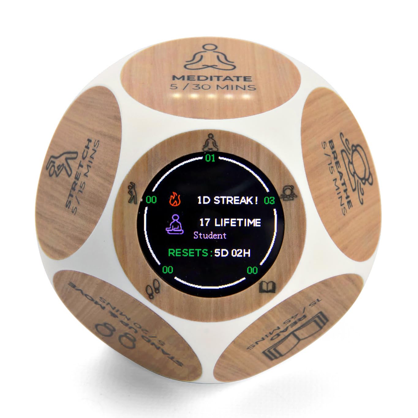 Mindsight Focused Activity Timer & Tracker | Promotes Work Life Balance & Productivity | Pomodoro 'Plus' w/ 5 Fixed timers + 5 curated Wellness Activities | Office Desk Accessory | Mindfulness | ADHD