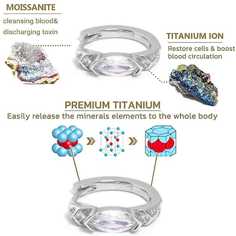 Lymphatic Drainage Slimming Hoop Earrings, Titanium Ion Lymphvity Germanium Earring Acupuncture Therapy Hoop Moissanite Earrings Jewelry for Women Men (silver+rose gold)