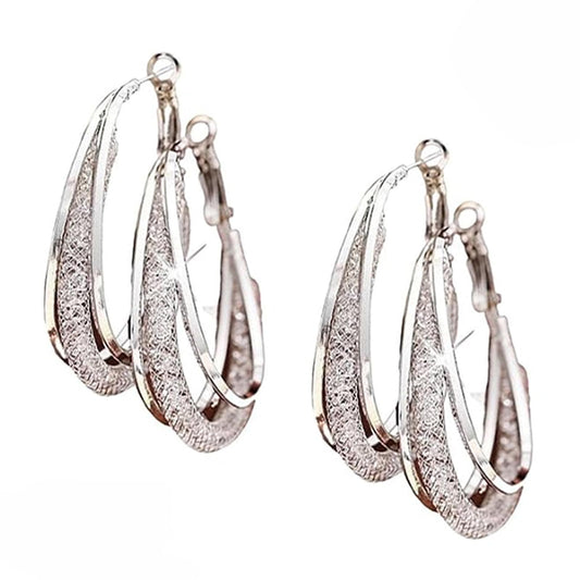 2 Pairs Lymphatic Drainage Slimming Hoop Earrings, Halolux Lymphvity Magnetotherapy Germanium Activity Hoop Acupuncture Therapy Earring Fashion Jewelry Gift For Women (Silver+Silver)