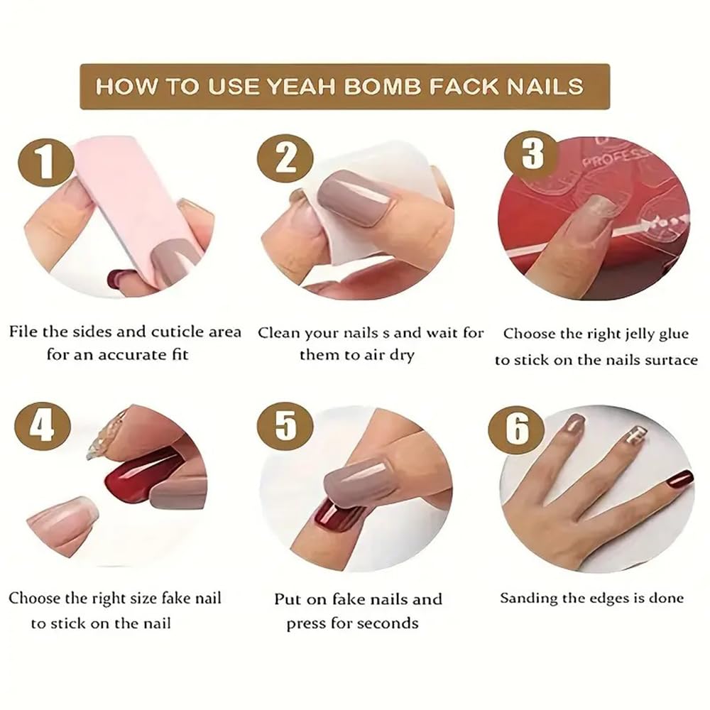 Teilihai White French Tip Press on Nails Short Square Fake Nails with Glitters Line Heart Design Glossy Glue on Nails Pink Nail Tips Full Cover False Nails Artificial Acrylic Nail for Women 24Pcs
