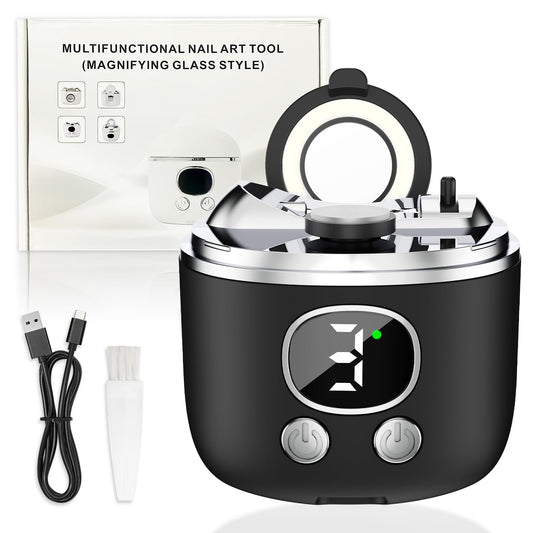 YunLuna 2026 New Electric Nail Clipper, 3-Speed Fingernail Trimmer with Magnifying Glass & Adjustable Trim Slot, Automatic Nail Clipper/Polisher/Grinder with Light Safe for Seniors Adults Kids, Black