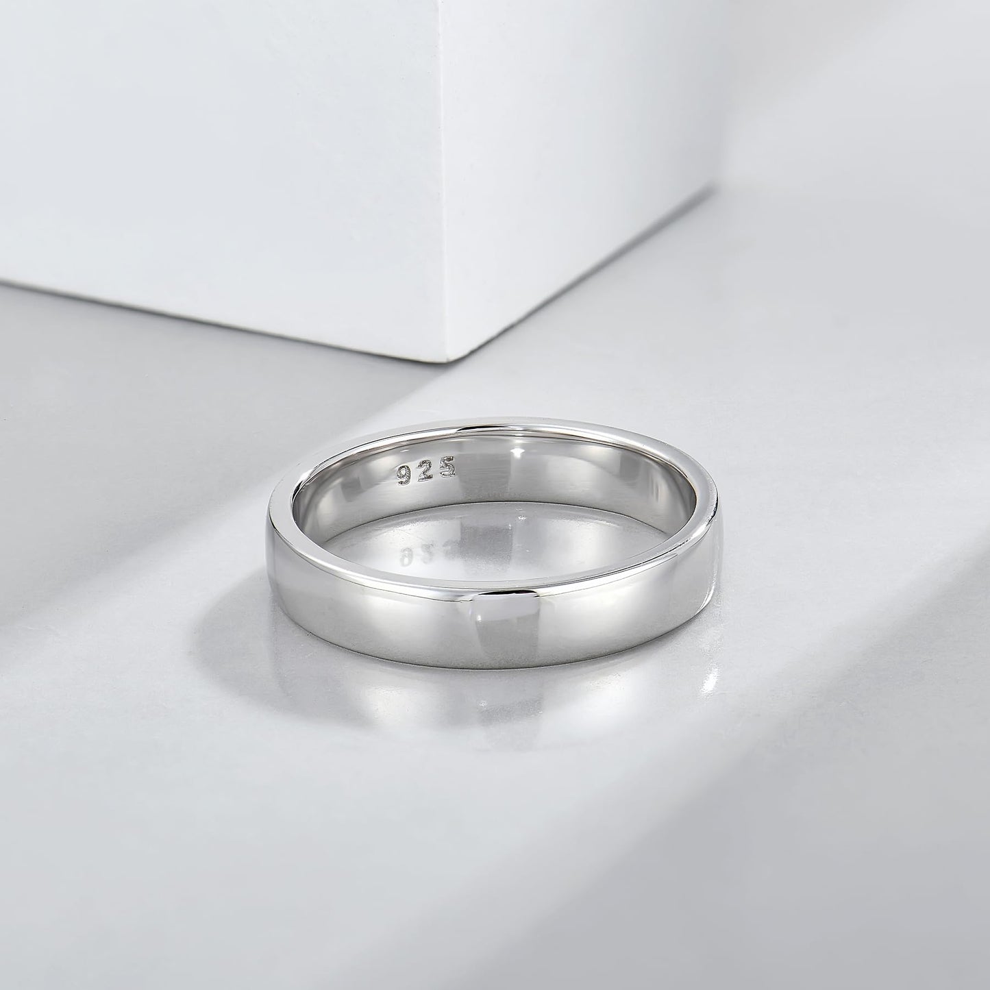 STARCHENIE Solid 925 Sterling Silver 5mm Wedding Band Ring, Comfort Fit High Polish, for Men and Women (Size 10)