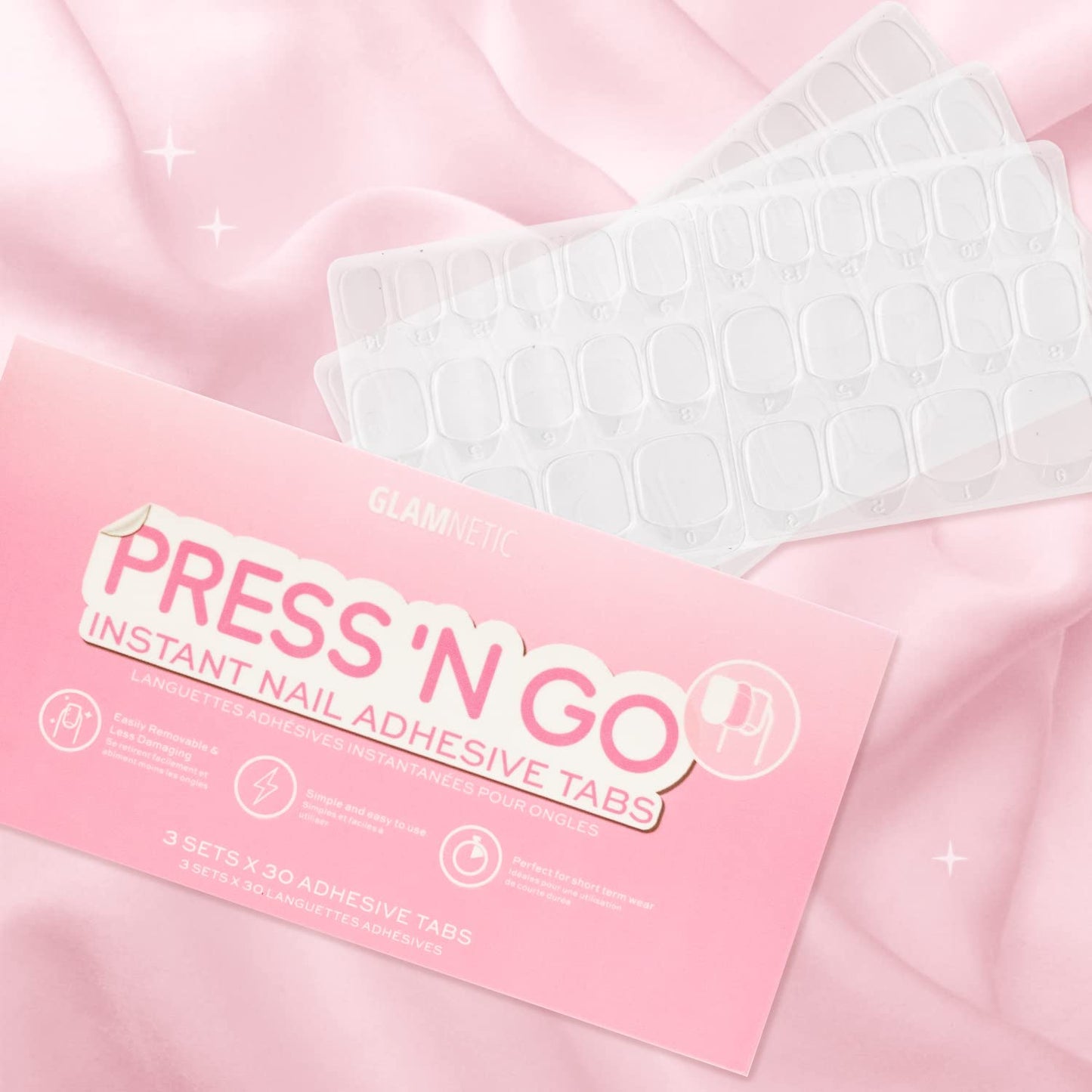 Glamnetic Press-On Nails & Adhesive Nail Tabs - Lovers Knot | Short Almond Nude Fake Nails with Bow Accents | 15 Sizes - 30 Nail Kit with Adhesive Tabs