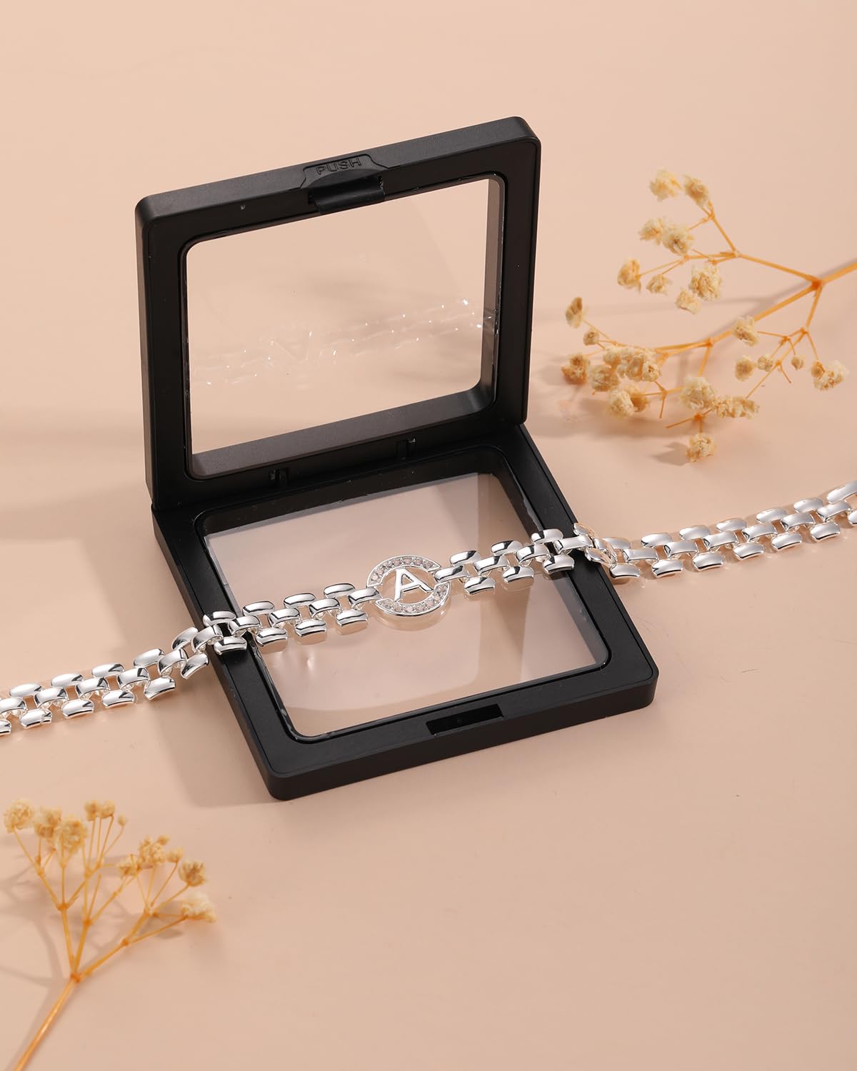 WEDDINEN Initial Bracelet,Silver Letter Bracelets for Women, Thick Bangle Wrist Gold Initial Bracelets for Women, Alphabet Bracelet Jewelry Initial Z Charm Chain, 7in