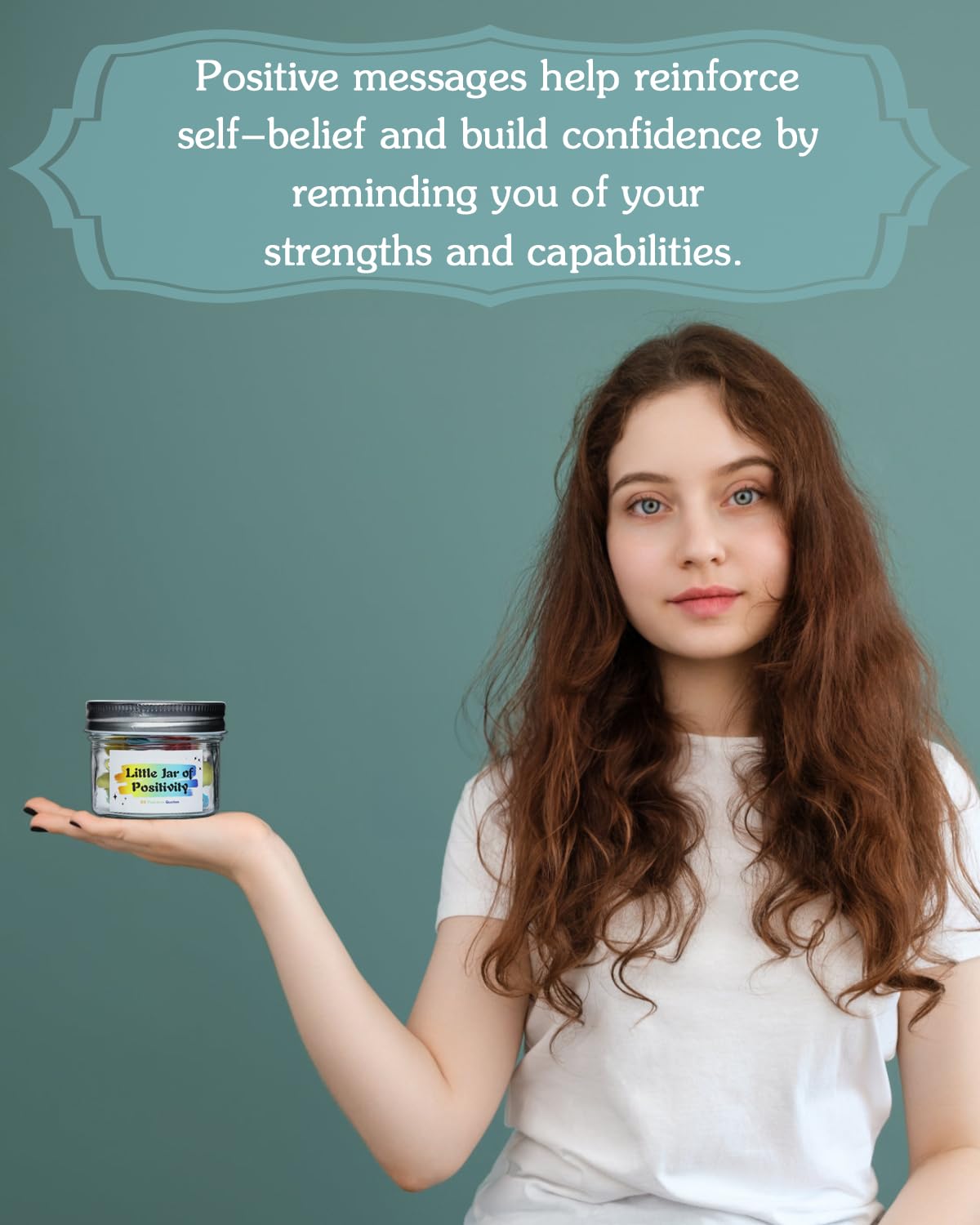 20 Positive Messages - Mini Jar of Positivity - Uplifting Affirmations, Self Care, Kindness, Joy, Motivational Messages Positive Jar Decorative Jar (Colorful-Positive)