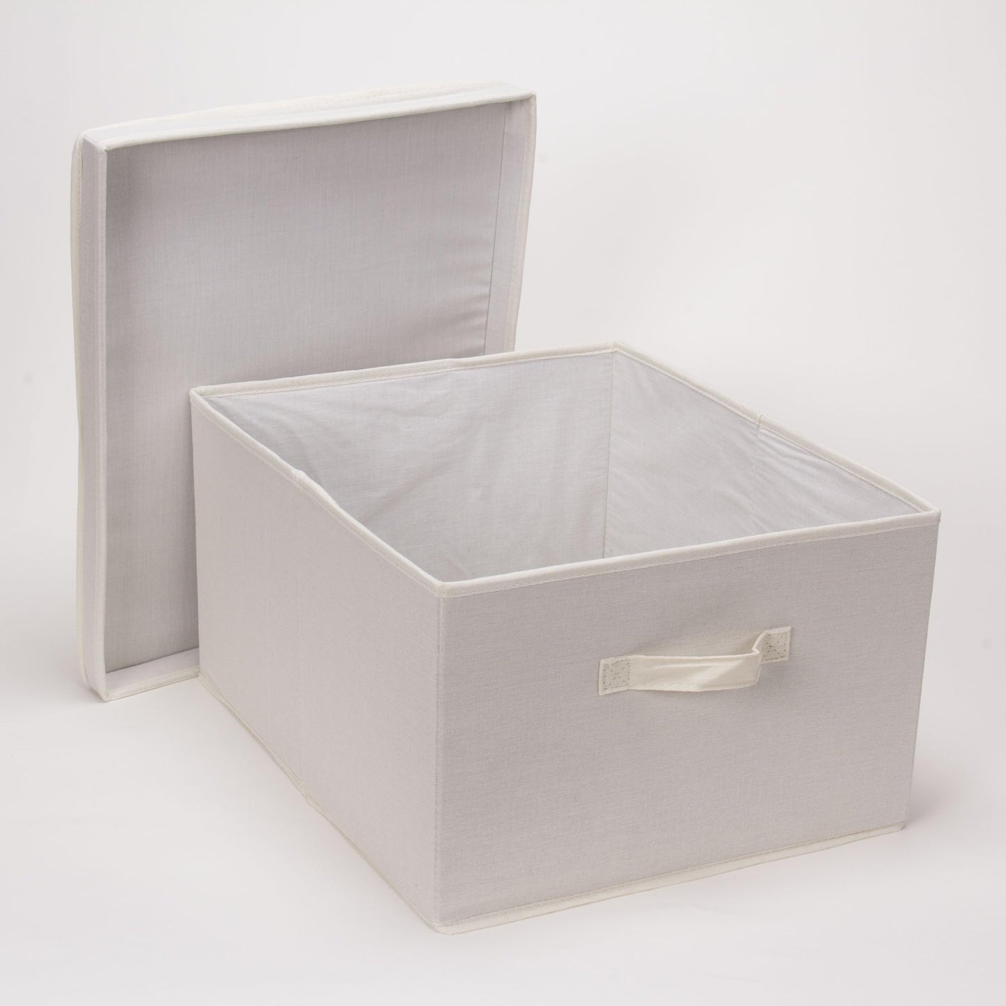 Household Essentials 115 Storage Box with Lid and Handle | Natural Beige Canvas | Jumbo