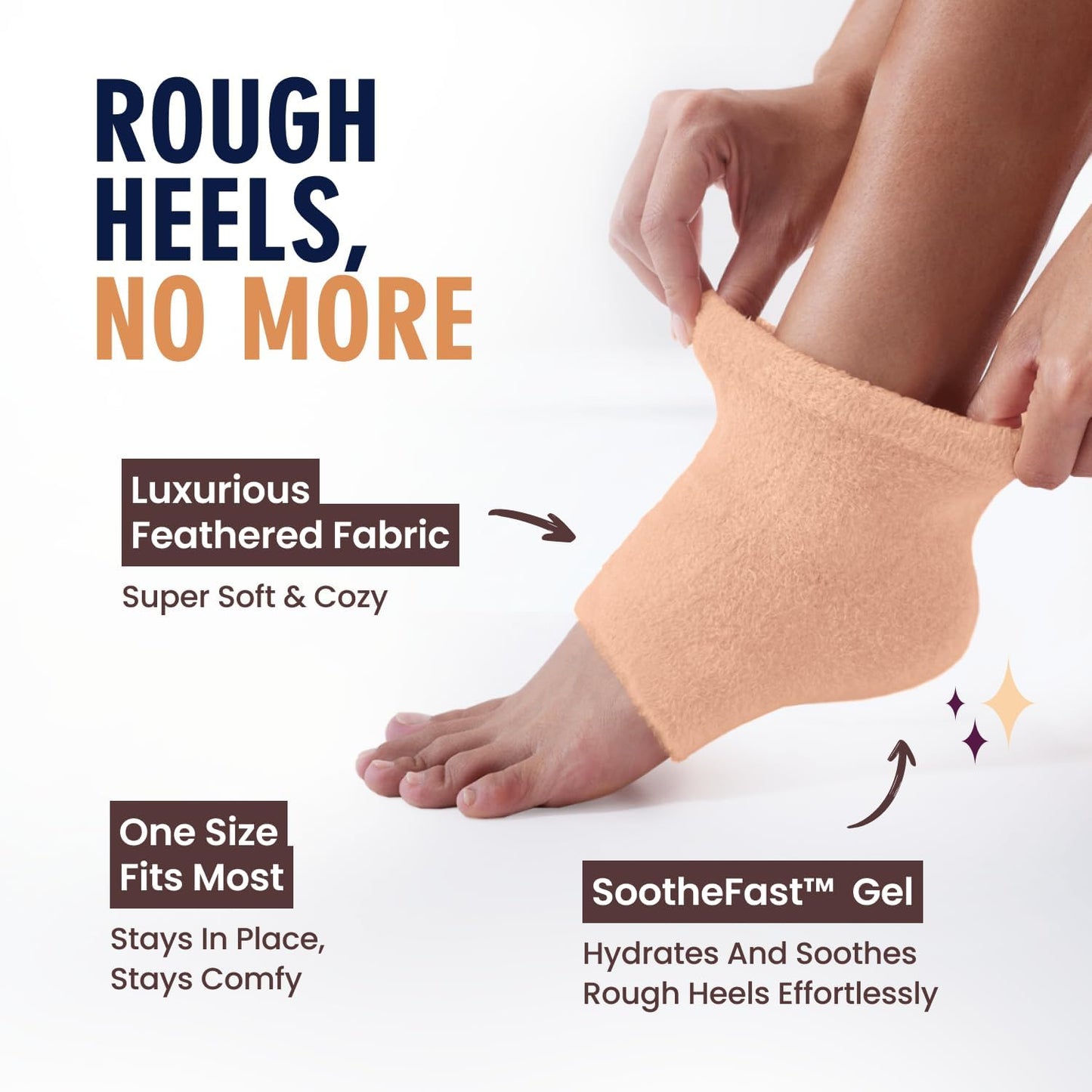 Dr. Frederick's Original Moisturizing Fuzzy Heel Socks - 2 Pairs - Cozy Gel-Lined Sleep Socks for Women & Men - Soothes Dry, Cracked Feet - Heel Repair - Peach Fuzz
