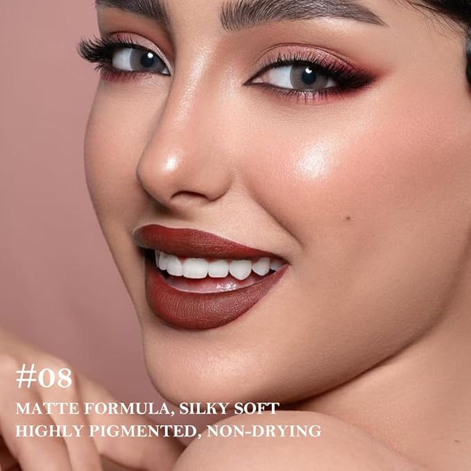 2Pcs Gradient Matte Lipstick Crayon Lip Liner pencil, Flawless Contour Gradual Ombre Effect lip Pencil, Lipstick for Women Long Lasting Waterproof Smudge Proof Lipstick Pencil 03#+08#