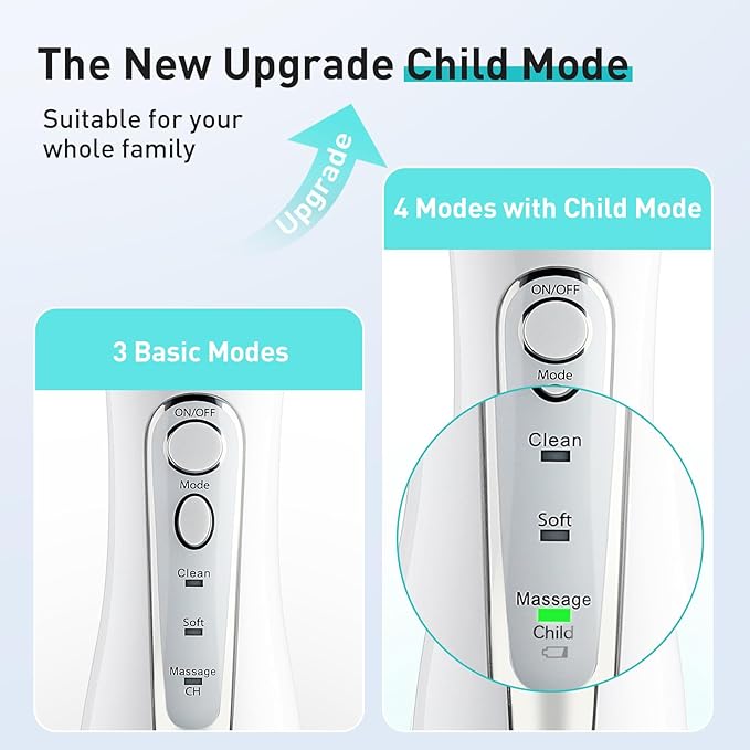 COSLUS Water Flosser Dental Pick: 300ML Oral Irrigator for Teeth Cleaning, Orthodontic, Braces & Sensitive Gums, Cordless Portable for Travel, IPX7 Waterproof, for Adults Teens Family Use, Pure White
