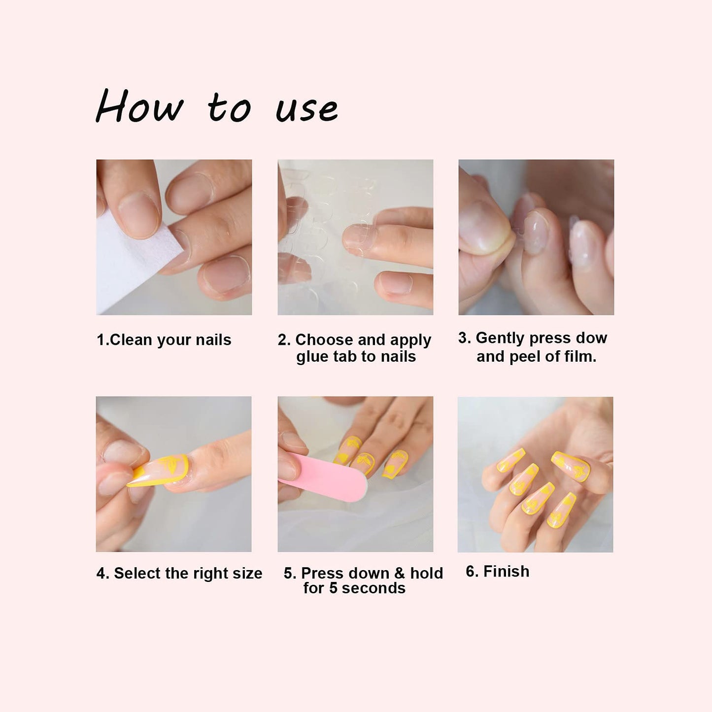 Coolnail Chrome Pink Gold Short Fake Nails Rainbow Squoval Square Gel False Press on Nails for Girl Full Cover Wear Finger Nail Art Tips