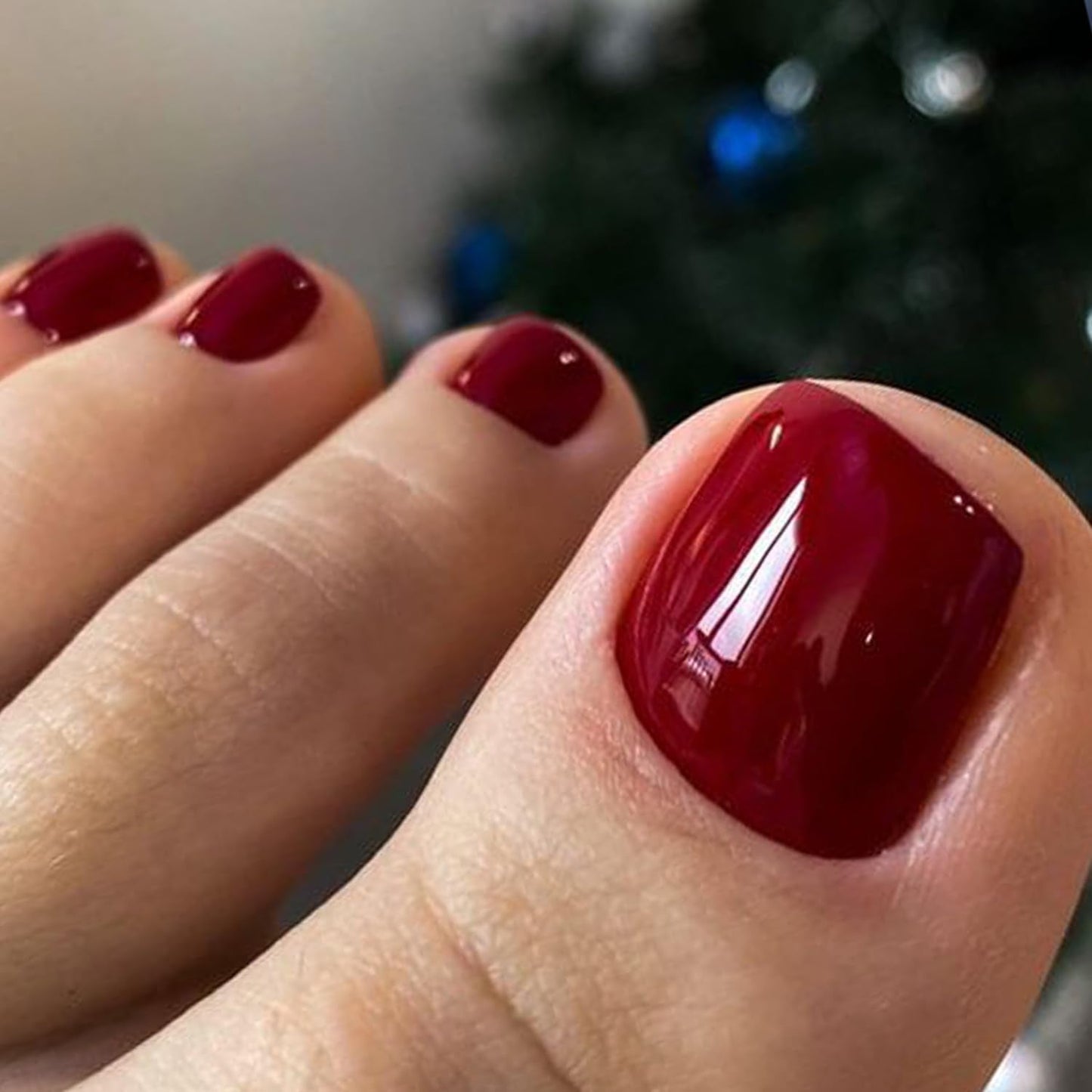 GLAMERMAID Press on Toenails,Dark Red and Hot Pink Toenails Press ons,48 Pcs 2 Sets UV Glossy Glue on Toenails for Women Girls,Reusable Acrylic Stick on Toenails for Spring Summer