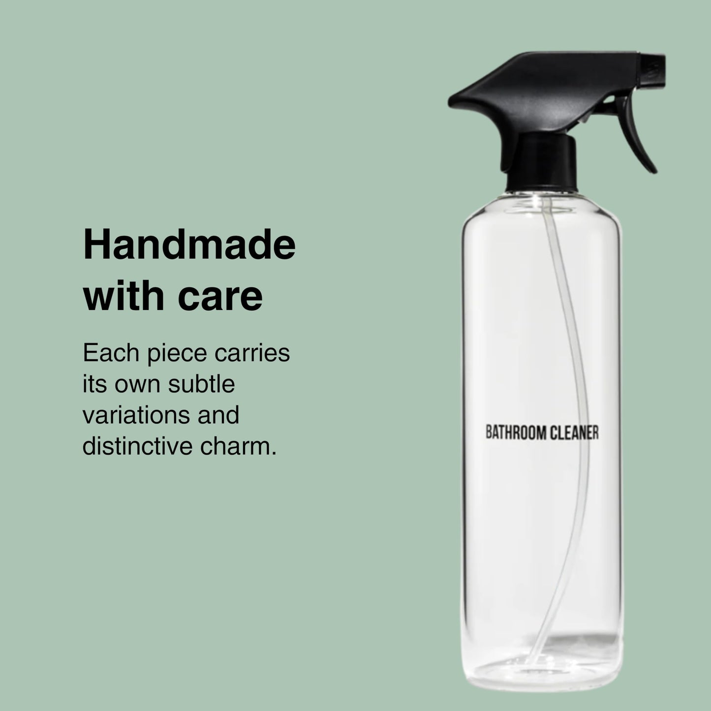 Public Goods Empty Glass Spray Bottle for Bathroom Cleaner | Refillable Spray Bottle for Cleaning | Made with Clear Borosilicate Glass for Toilets, Tile, Showers, Sinks | BPA Free | 24 Oz
