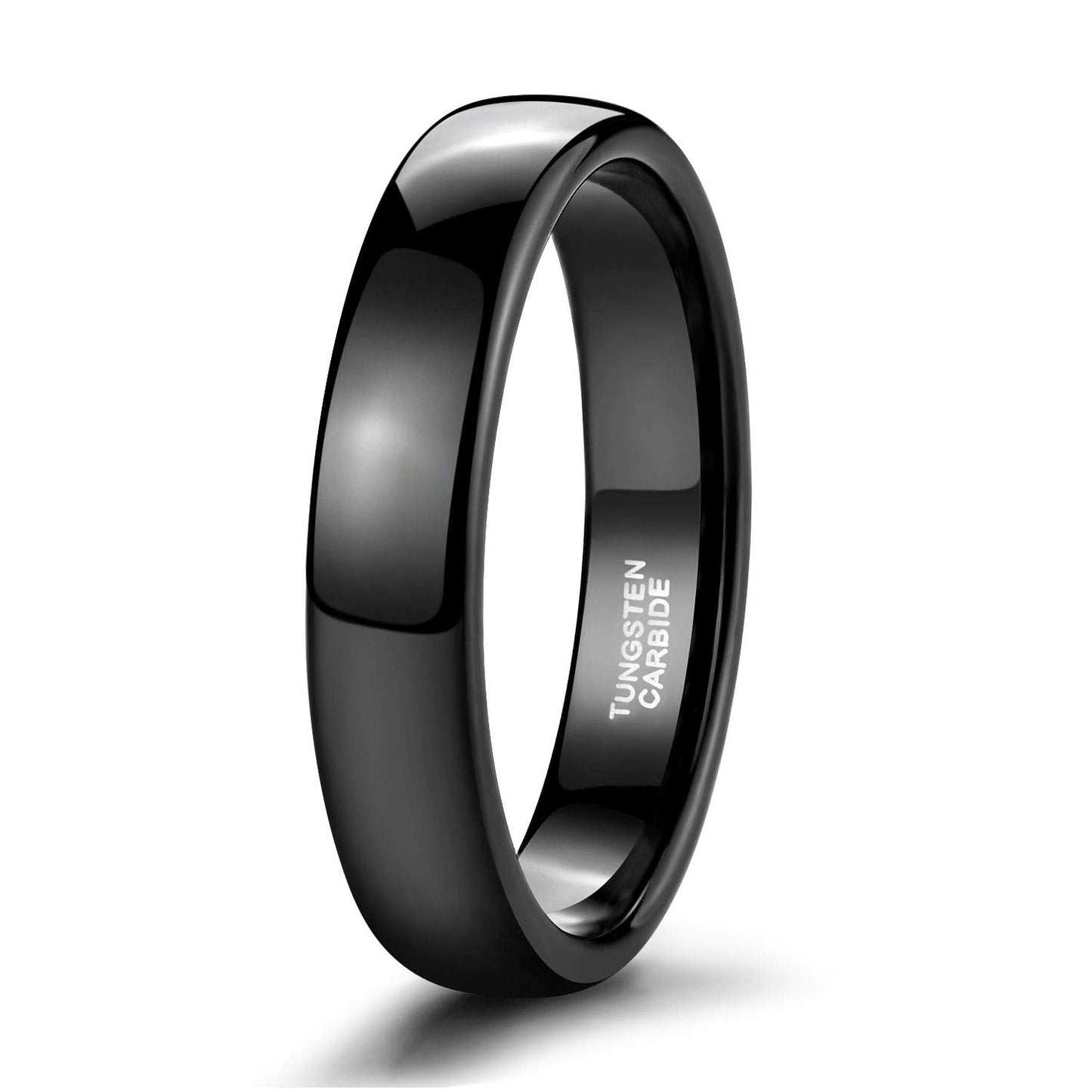 TRUMIUM 4mm Mens Womens Wedding Band Tungsten Carbide Black Rings High Polished Beveled Edges Comfort Fit Size 12
